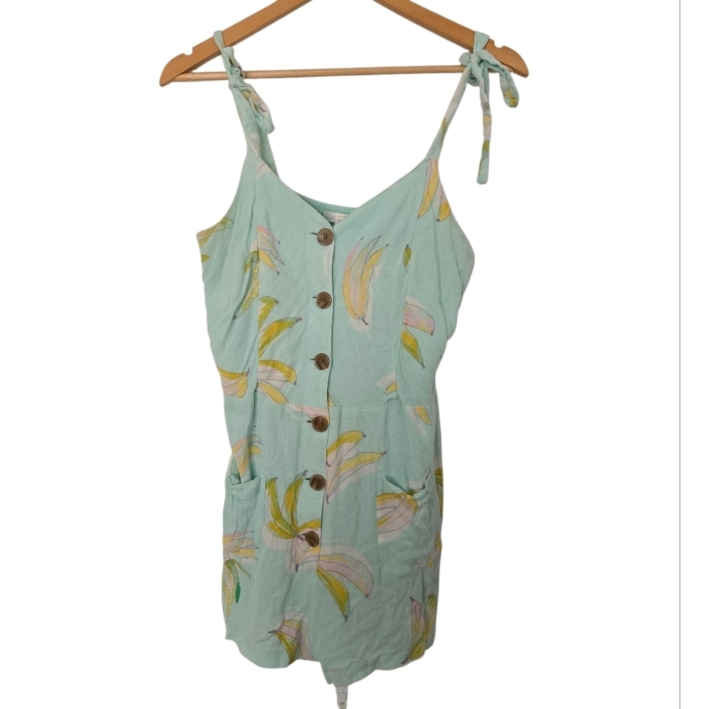 LC Lauren Conrad Aqua and Yellow Banana Textured Romper Size Large